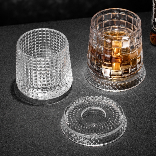 Vesselia Rotating Crystal Whiskey and Shot Glasses for Bars and Drink Adventures Vesselia Rotating Crystal Whiskey and Shot Glasses for Bars and Drink Adventures