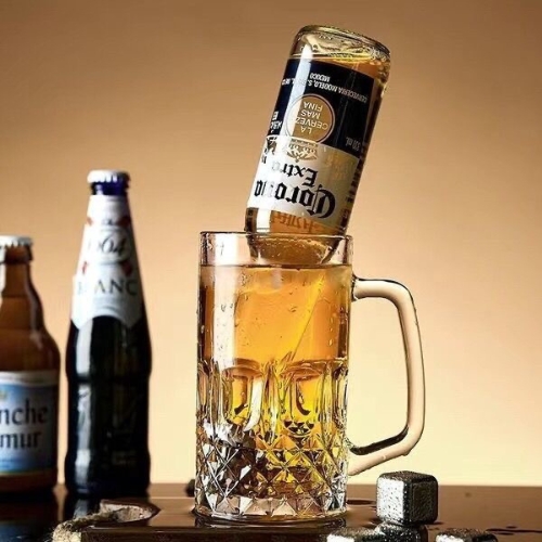 Vesselia Engraved Diamonds Design 580ml Machine Pressed Handle Beer Glass Vesselia Engraved Diamonds Design 580ml Machine Pressed Handle Beer Glass