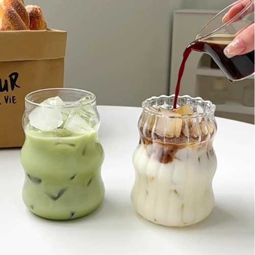NS style aesthetic glass cup for juice and milk NS style aesthetic glass cup for juice and milk