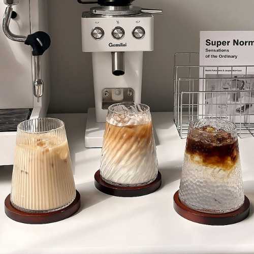 ribbed fuji mountain glass coffee cup aesthetic design ribbed fuji mountain glass coffee cup aesthetic design