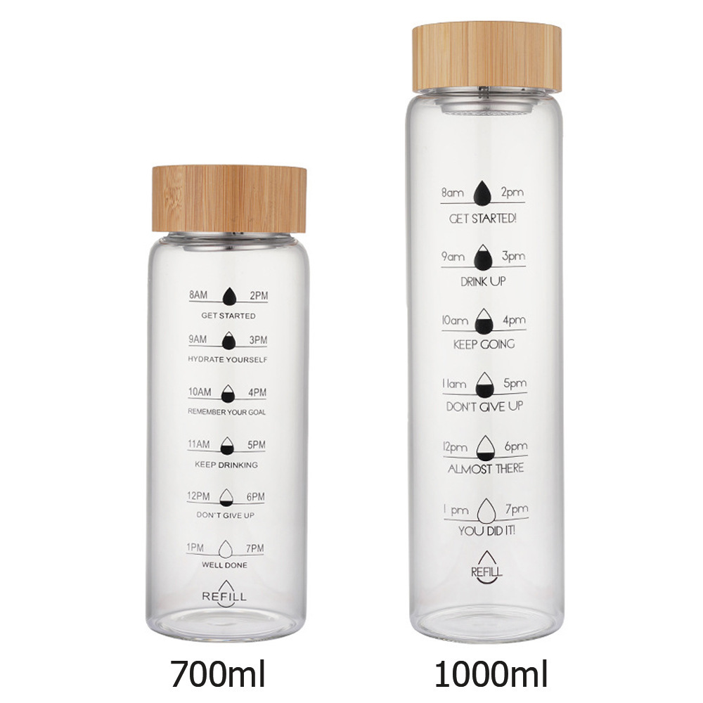 Large Capacity Borosilicate Glass Water Bottle with Bamboo Lid | Minimalist Portable Tea Cup Wholesa