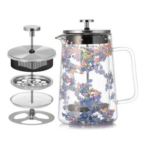 Double Wall Glass French Press Coffee Maker | Heat Resistant Borosilicate Tea & Coffee Pot