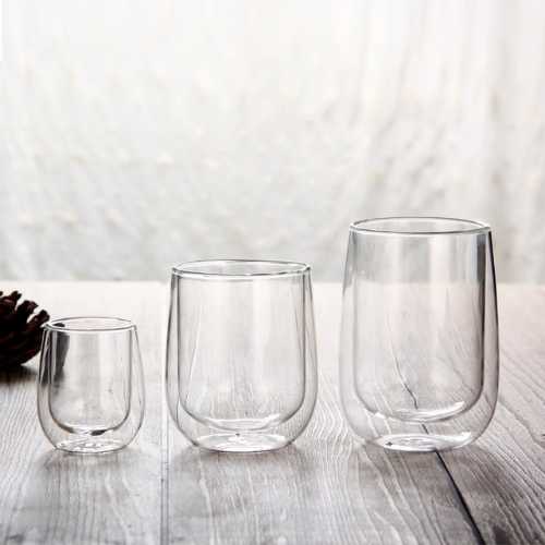 Double Wall Borosilicate Glass Cup Heat Resistant Coffee Milk Tea Cup Insulated Glass Mug for Home 