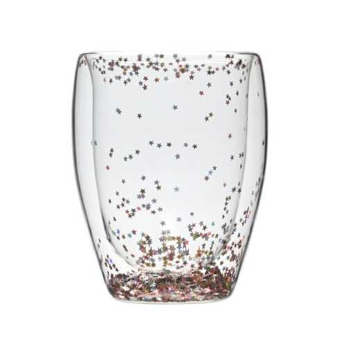 Double Wall Borosilicate Glass Glitter Cup Liquid Motion Sand Cup Insulated Coffee Milk Mug for Home