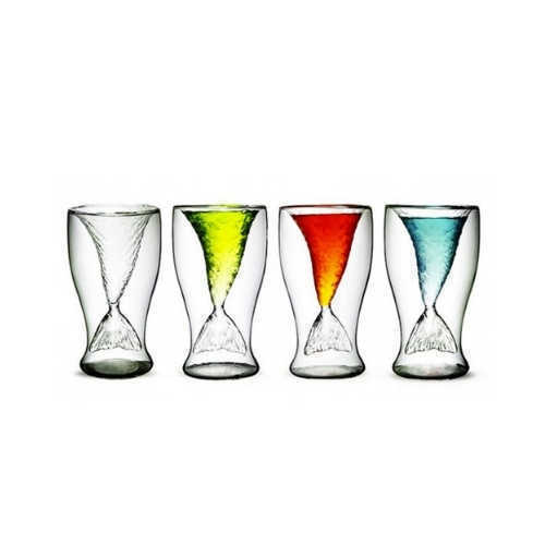 Creative mermaid double wall glass cocktail cup transparent high borosilicate wine glass
