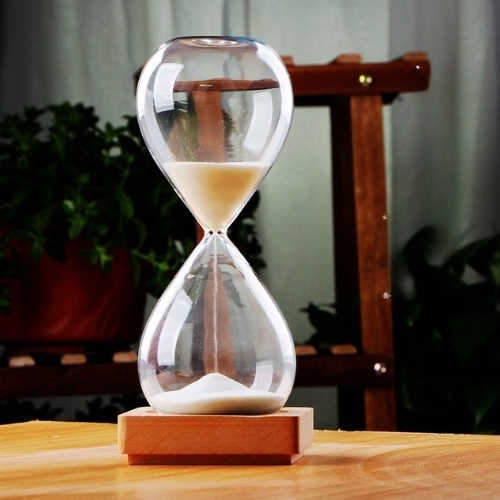Creative Glass Hourglass Timer with Wooden Base Transparent Sand Timer 5 Minute 30 Minute 60 Minute 