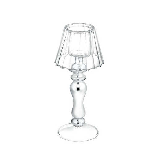 European Style Silver Plated Glass Candle Holder High Borosilicate Table Lamp Candlestick Decor OEM