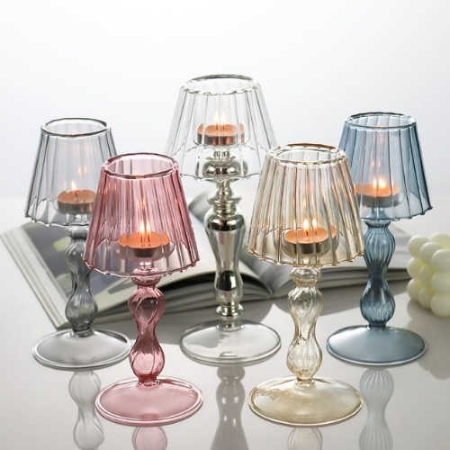 European style silver plated glass candle holder with vintage table lamp design European style silver plated glass candle holder with vintage table lamp design