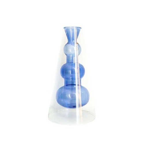 European Style Double Wall Glass Reed Diffuser Vase Handmade High Borosilicate Colored Glass Flower 