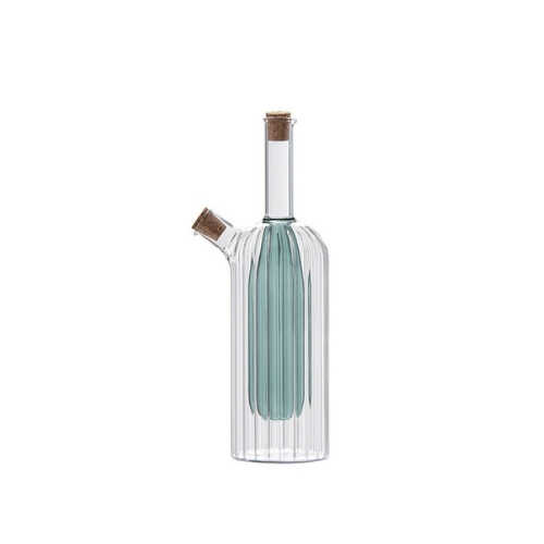 Double Wall Glass Oil Bottle High Borosilicate Heat Resistant Soy Sauce Vinegar Dispenser 