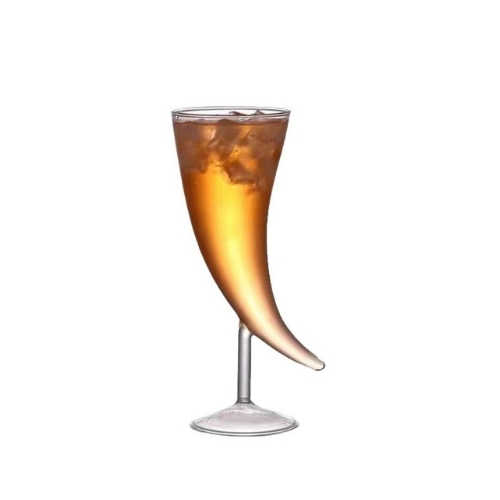 Creative Moon & Horn Stem Cocktail Glass | High Borosilicate Glass Wine Cup | INS Trendy Bar Goblet 