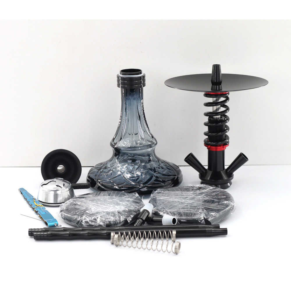 Arabic aluminum alloy double hose hookah shisha set with glass base Arabic aluminum alloy double hose hookah shisha set with glass base
