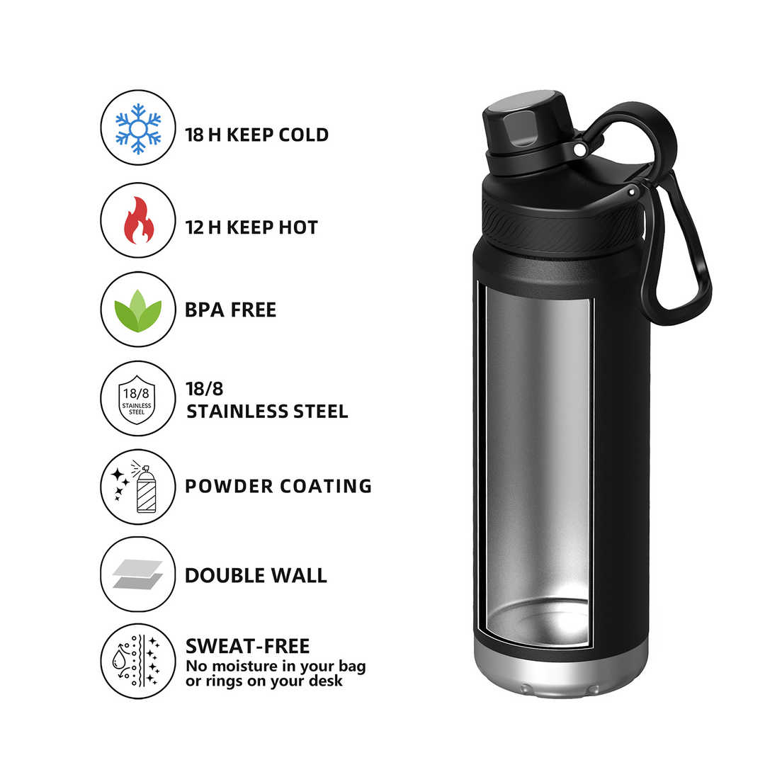 Stainless steel sports water bottle with vacuum insulation Stainless steel sports water bottle with vacuum insulation