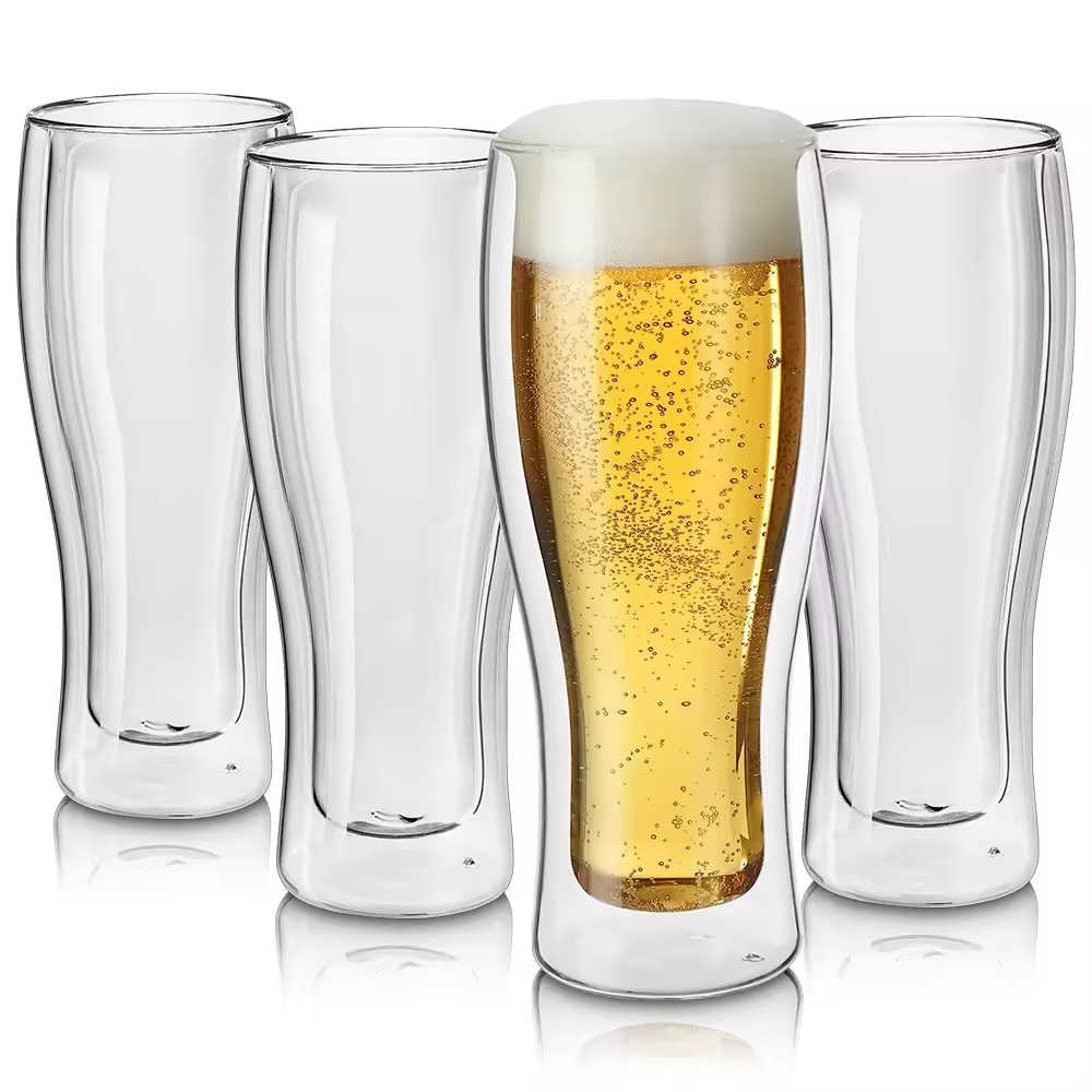 Double Wall Pilsner Glass | Insulated Beer Glass for Craft Beer & Bars - Vesselia Glass